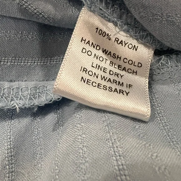 Mittoshop Boho Ruffled Hem Textured Flowy Pastel Blue Long Sleeve Dress Tie - Picture 14 of 16